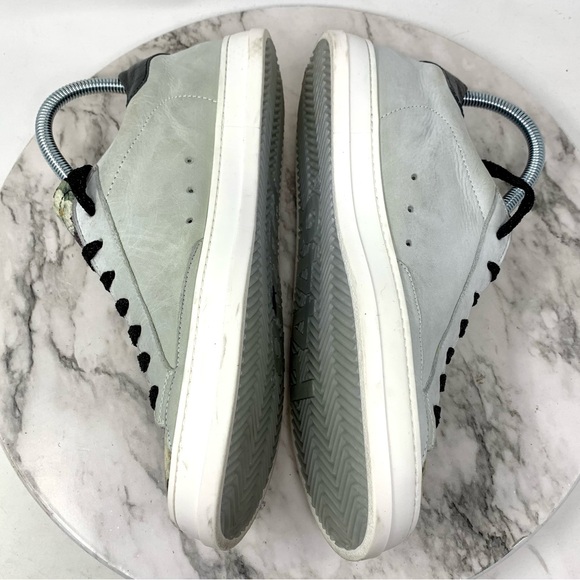 P448 John Black Floral Leather Low Top Sneakers 40/9-10 Casual Preppy Athleisure - Picture 7 of 16